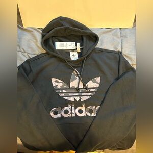 Adidas Men's Black Hoodie with Camouflage Logo
